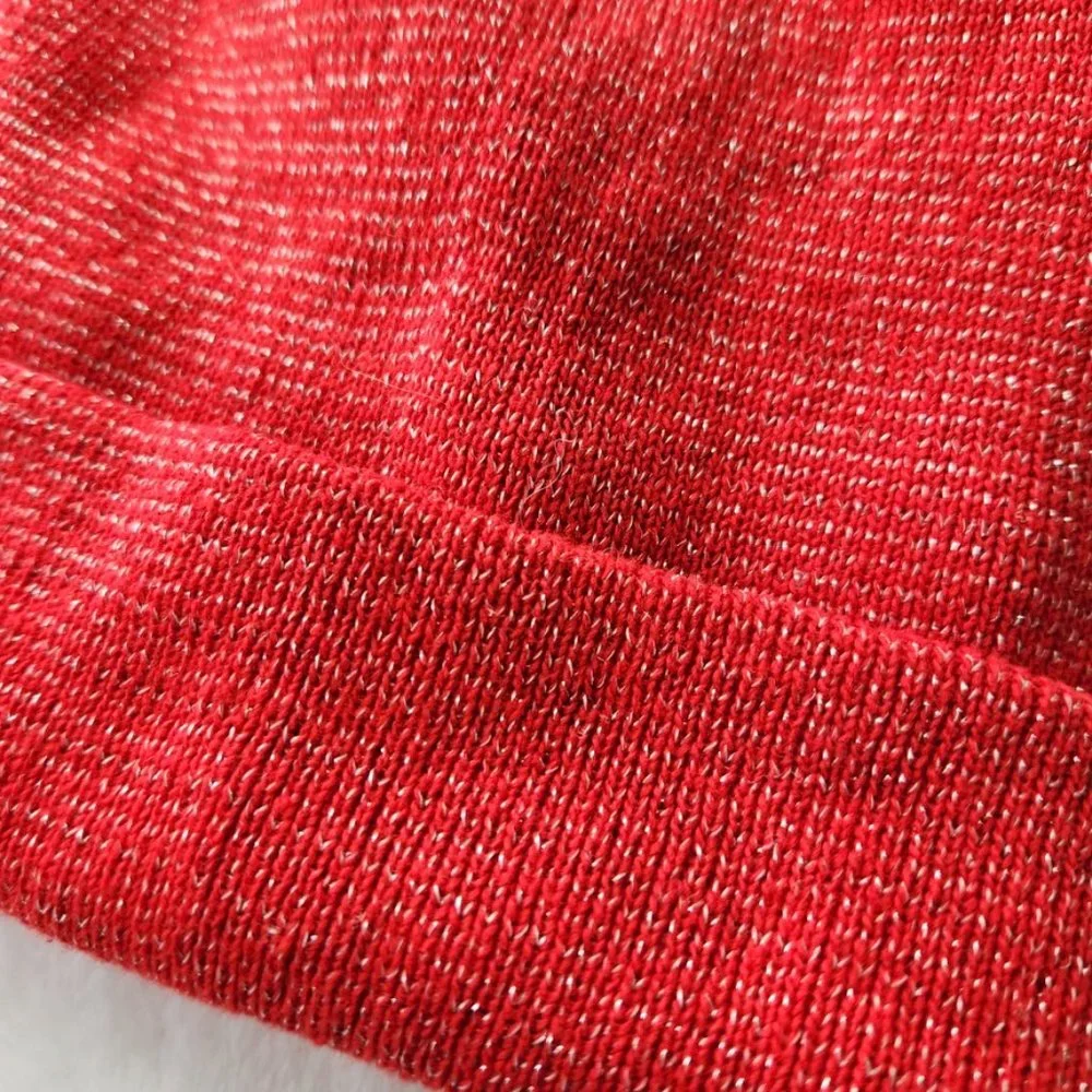 Red Metallic Wool Blend Hat Fleece Lined Beanie‎ Cozy